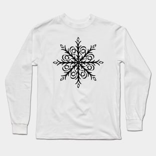 Blkack Snowflake Winter art Long Sleeve T-Shirt